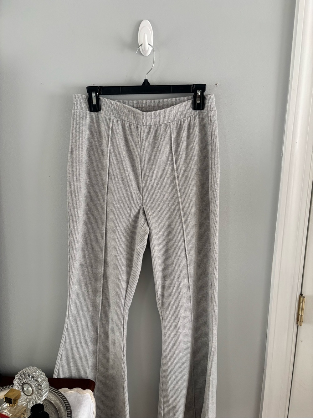 aerie Light Gray Ribbed Wide-Leg Pants